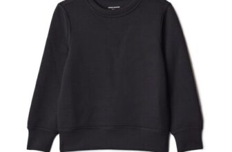 Amazon Essentials Boys Active Relaxed-Fit Crewneck Sweatshirt, Black, 8 Years