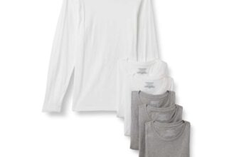 Amazon Essentials Mens Cotton Long Sleeve T Shirt/Vest Pack of 6 – Size M