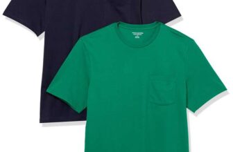 Amazon Essentials Mens Pocket T-Shirt – Pack of 2 Green/Navy Size M