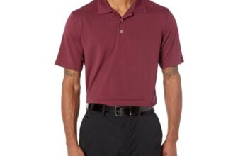 Amazon Essentials Mens Quick Dry Golf Polo Shirt, Burgundy, XL