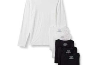 Amazon Essentials Mens Slim-Fit Cotton Long Sleeve Tops, Pack of 6 – Size L
