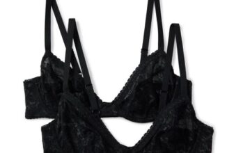 Amazon Essentials Womens Stretch Lace Plunge Bra, Black, 32C