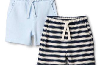Amazon Essentials x Sofia Grainge Baby Boys Pull-On Knit French Terry Shorts, Pack of 2 – Size 3 Years