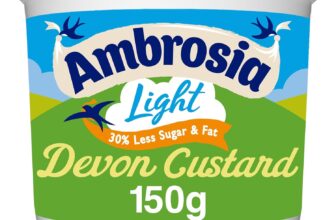 Ambrosia Light Devon Custard Pot, Traditional Recipe, 30% Less Sugar & Fat, Creamy Ready-to-Eat Dessert, 150 g (Pack of 1)