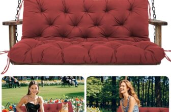 Amdieu Garden Swing Cushions 3 Seater Waterproof Bench Cushions with Backrest and 8 Ties 12cm Thick Swing Cushions Replacement for Outdoor Furniture Garden Swing Porch Patio(Wine red-120 x 100 cm)