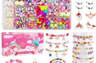 Amteker Bracelet Making Kits for Girls, Jewellery Making Kit Birthday Presents Unicorn Gifts for Teenage Girls Arts Craft Kits for Kids Age 4-9, DIY Beads Friendship Bracelet Making Kit 24 Colours