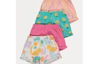 Animal Graphic Print Frill Edge Shorts 4 Pack