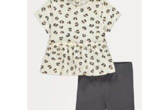 Animal Print Peplum Top and Shorts Outfit