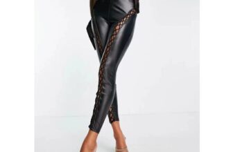 Ann Summers Womens Matte PU Lace-up Leggings Black