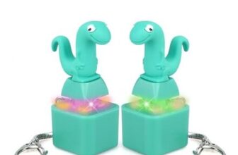 Aolcev 2-Pack Lizard Button Fidget Keychains Rechargeable, Lights, Quacking