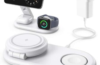 Aowin 3-in-1 Wireless Charging Station, Foldable, 1m Cable, 20W Brick (With Voucher) Black/White – Sold By Samantha Sarah LTD / FBA
