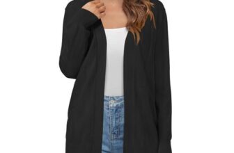 Arach&Cloz Wool Blend V-Neck Open Front Cardigan for Women