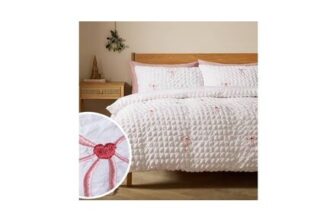 Argos Home Embroidered Bows White Bedding Set – Single