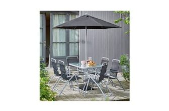 Argos Home Pacific 6 Seater Folding Metal Patio Set – Black