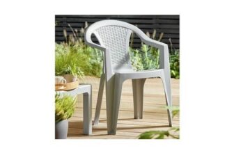 Argos Home Resin Rattan Effect Stacking Garden Chair – Grey