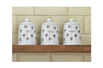 Argos Home Set of 3 Hearts Storage Jars – Grey