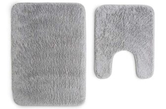 Argos Home Tufted Bath & Pedestal Mat Set – Silver, Cream, Blue – Free C&C