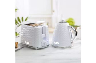 Argyle Jug Kettle and 2 Slice Toaster- White