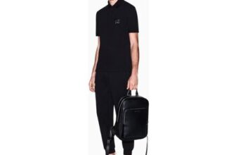 Armani Exchange Mens Black and Gold Capsule, Patch Logo Polo Shirt Size M & L