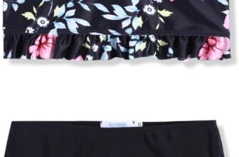 Arshiner Girls Bikini Ruffles 2 Piece Tankini Summer Swimsuits Vest and Shortss Sets Kids Beach Surf Swimming Costume for Children 5-12 Years