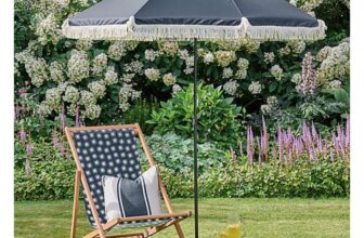 Asda George Boho Parasol 2 Metre Canopy Span – Navy – Free C&C