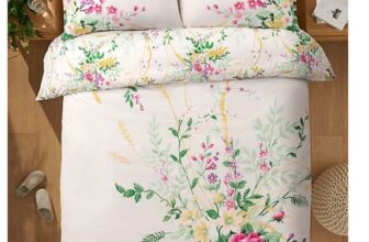 Asda George Cream Wild Bloom Panel Duvet Set Single £8.40 / Double £10.50 – Free C&C