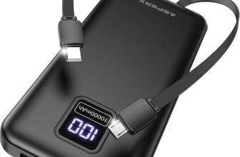 AsperX Compact 10000mAh Power Bank with Built-in Cables JIAHONGJING STORE / FBA