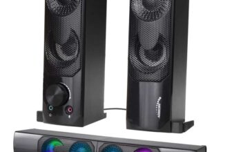 Audiocore AC955 2 in 1 PC Speaker Soundbar RGB LED Backlight Stereo USB 2 x 3W AUX 3.5 mm