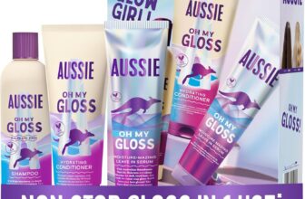 Aussie Oh My Gloss Hydrating Giftset: Shampoo 300ml, Conditioner 200ml, Lightweight Leave-in Serum 160ml. Moisture & Shine Booster for Dull, Dry Hair, with Jojoba, Safflower, Macadamia Nut Oils