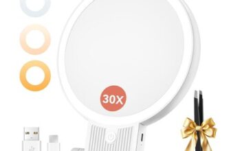 Auxmir 30X Magnifying Mirror, Double Sided 1X /30X Makeup Mirror with Light
