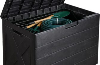 Aweather 118L Rattan Outdoor Storage Box, Plastic Garden Storage Box Patio Outdoor Container Waterproof Parcel Box with Lockable Lid for Patio, Lawn, Backyard