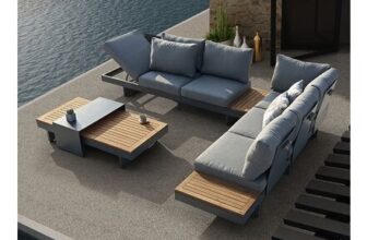 Axis 4-Piece Teak & Aluminum Garden Modular Sofa Set with Coffee Table
