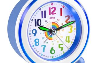 Ayybboo Kids Alarm Clock, Silent Battery-Powered Analog, NightLight