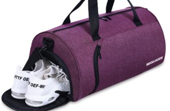 BECOJADDE Gym Bag for Women & Men with Shoe Compartment & Wet Pocket, 35L Travel Sports Duffel Bag for Fitness & Workout, Purple