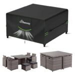 BEEWAY Garden Furniture Cover With Air Vent – 420D Oxford Fabric, Windproof 125x125x74cm – Sold by WEJOYEC / FBA