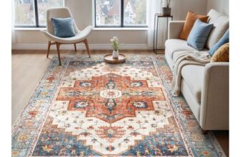 BEIMO Machine-Washable Rug 120x170cm Non-Slip Living Room Terracotta
