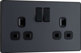 BG Electrical Double Switched Power Plug Wall Socket, Screwless, Evolve, Matt Grey, 13A, PCDMG22B (4 for £19)