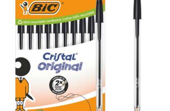 BIC Cristal Original Ballpoint Pens Medium Tip (1 mm) Black, Box of 10