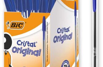 BIC Cristal Original Smudge Free Ballpoint Pens, Ideal for School, Blue Ink, Medium Point (1.0mm), Pack of 50