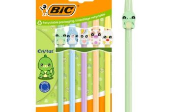 BIC Cristal Pastel Figurines Ball Pens, 1.0 Mm Blue, 5-Pack