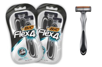 BIC Flex 4 Disposable Mens 4-Blade Razors with Moveable Blades for a Close Shave, Solid Control, Pack of 6