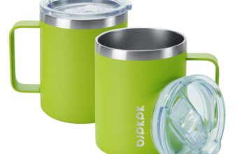 BJPKPK 2 pcs Insulated Coffee Mug, 410ml with Lid, Stainless Steel – Green