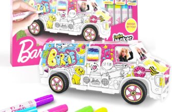 BLADEZ Barbie Toyz Sticker Activity Set DIY Super Barbie Camper Van – Pull Back Vehicle Customizable Dolls & Stickers – Creative Barbie Toys for Arts & Crafts – Perfect Barbie Gifts for Barbie Girls