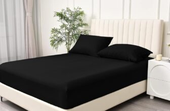 BQC Black Fitted Sheet Double Size 135 x 200 cm – Deep Pocket 12 Inch (30cm) – Soft Easy Care Brushed Microfiber Plain Bed Sheet – Hotel Quality Shrinkage and Fade Resistant Bedding