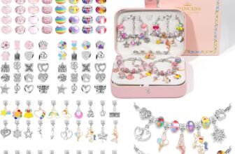 BREEZENEST 134PCS Bracelet Making Kit, Jewellery Making Kit with Box & Bag, DIY Charm Beads for Bracelet Necklace Making Set Arts and Crafts, Kids Jewelry Sets for Girls