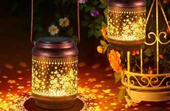 BUCASA 2 Pack Solar Garden Lights Birthday Gifts for Women, Butterfly Garden Ornaments Outdoor Solar Lanterns for Outside Table Patio Balcony Courtyard, Waterproof Hanging Solar Lights Gifts