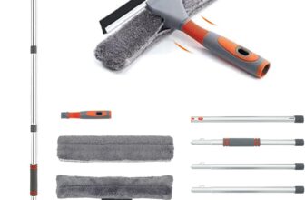 Baban Squeegee Window Cleaner 2 in 1 Window Cleaning Tool with 1 Elbow- and 7 Straight Extension Pole