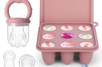 Baby Fruit Feeder Ice Lolly Moulds Set, Fruit Feeder for Babies Teething Relief, Baby Food Feeder for Safe Infant Self Feeding, Includes 3 Extra Food Pacifier
