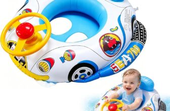 Baby Pool Float, Swimming Float Pool Seat Boat, Car Baby Floatie with Steering Wheel and Backrest, for Babies Kids Summer Pool Beach Water Toy for Girls Boys 1-5 Years
