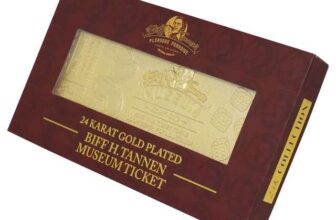 Back to the Future 24k Gold Plated Biff Tannen Museum Entrance Ticket Replica & Biffs Pleasure Paradise Casino Premium Box (Bundle)
